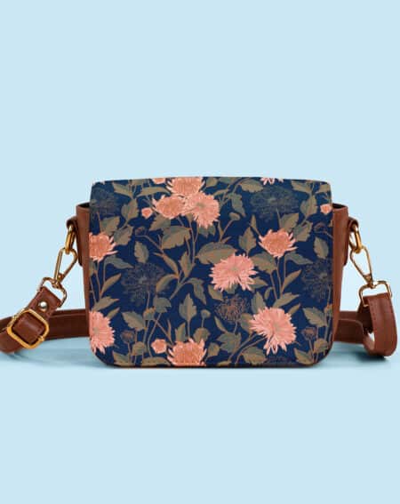 Box Sling Bag | Chrysanthemum Floral - Blue